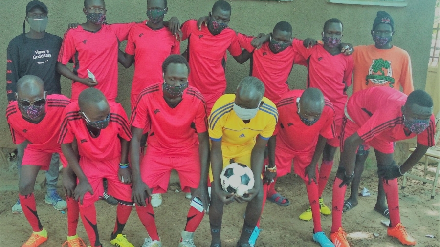 South Sudan Blind Football Team. First row on squat position and second row standing.